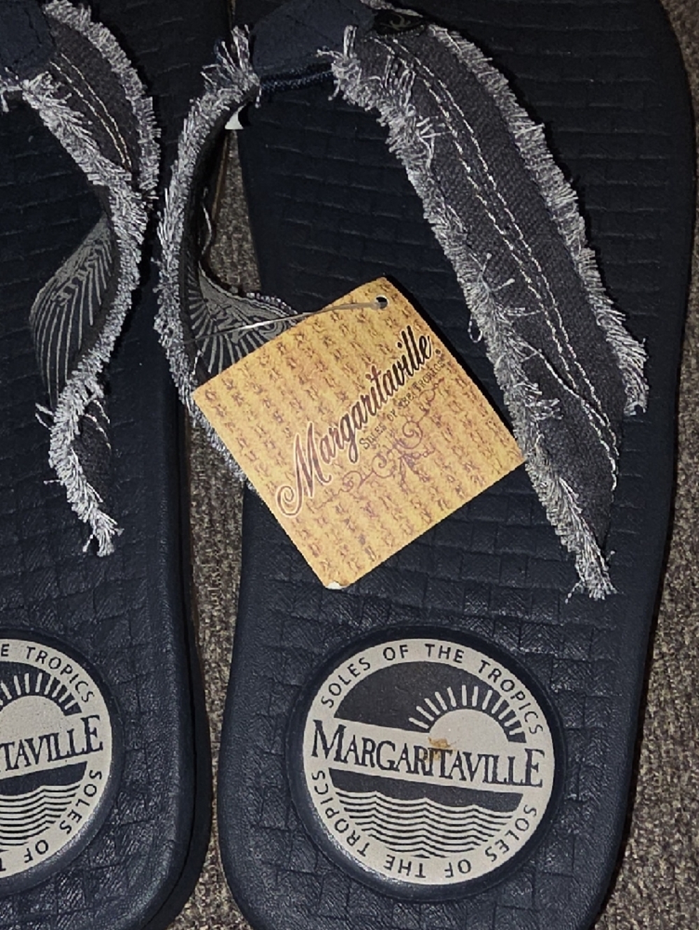 Margaritaville Navy and Light Gray Men’s Flip Flops - Picture 5 of 6